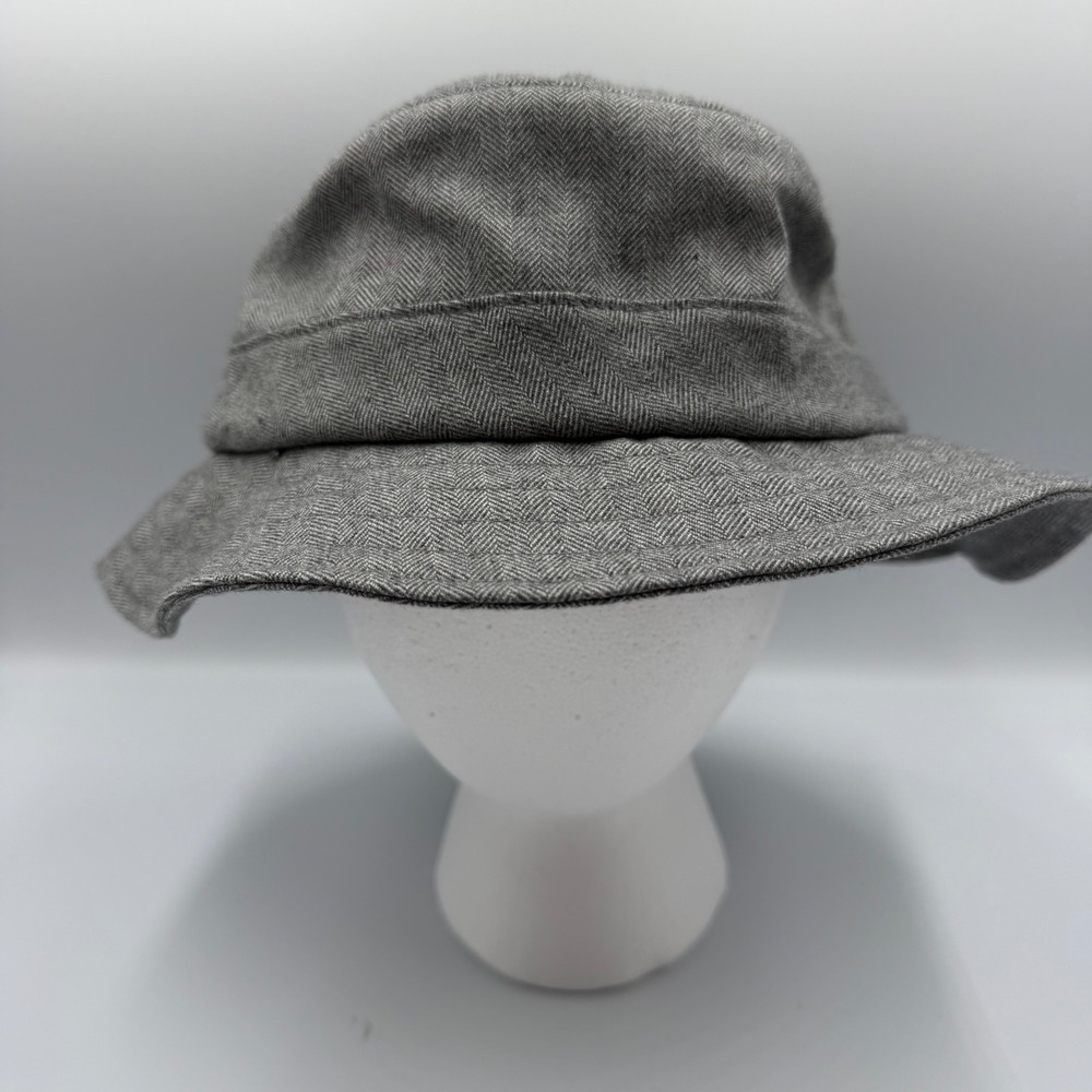 ONLY New York Herringbone Bucket Hat Grey White Made in USA Mens M/L